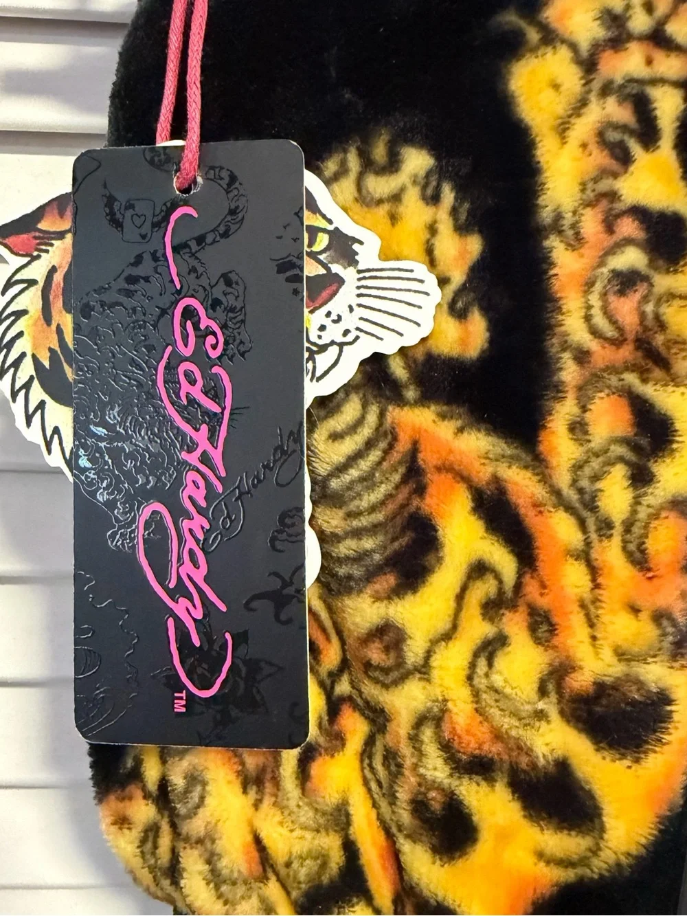 Ed Hardy Black & Yellow Tiger Print Kids Plush Throw